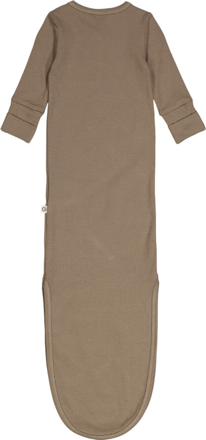Müsli by Green Cotton Rib l/s knot gown Walnut