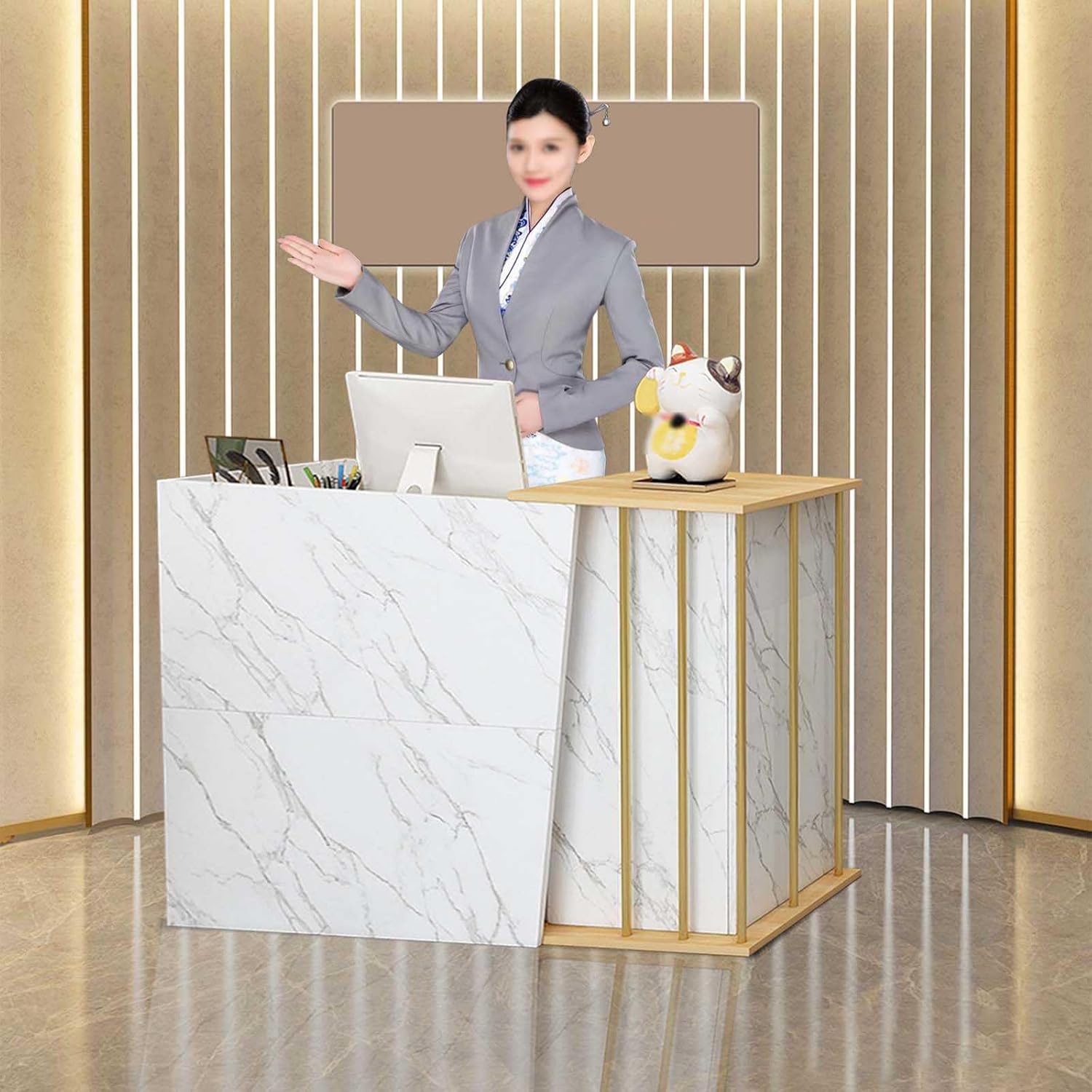 Empfangstresen, schlicht, modern, Supermarkt, Convenience Store, Hotel, kleine Bar, Schönheitssalon, Bekleidungsgeschäft, Kassierer, Rezeption, Kassentheke, Metall und MDF