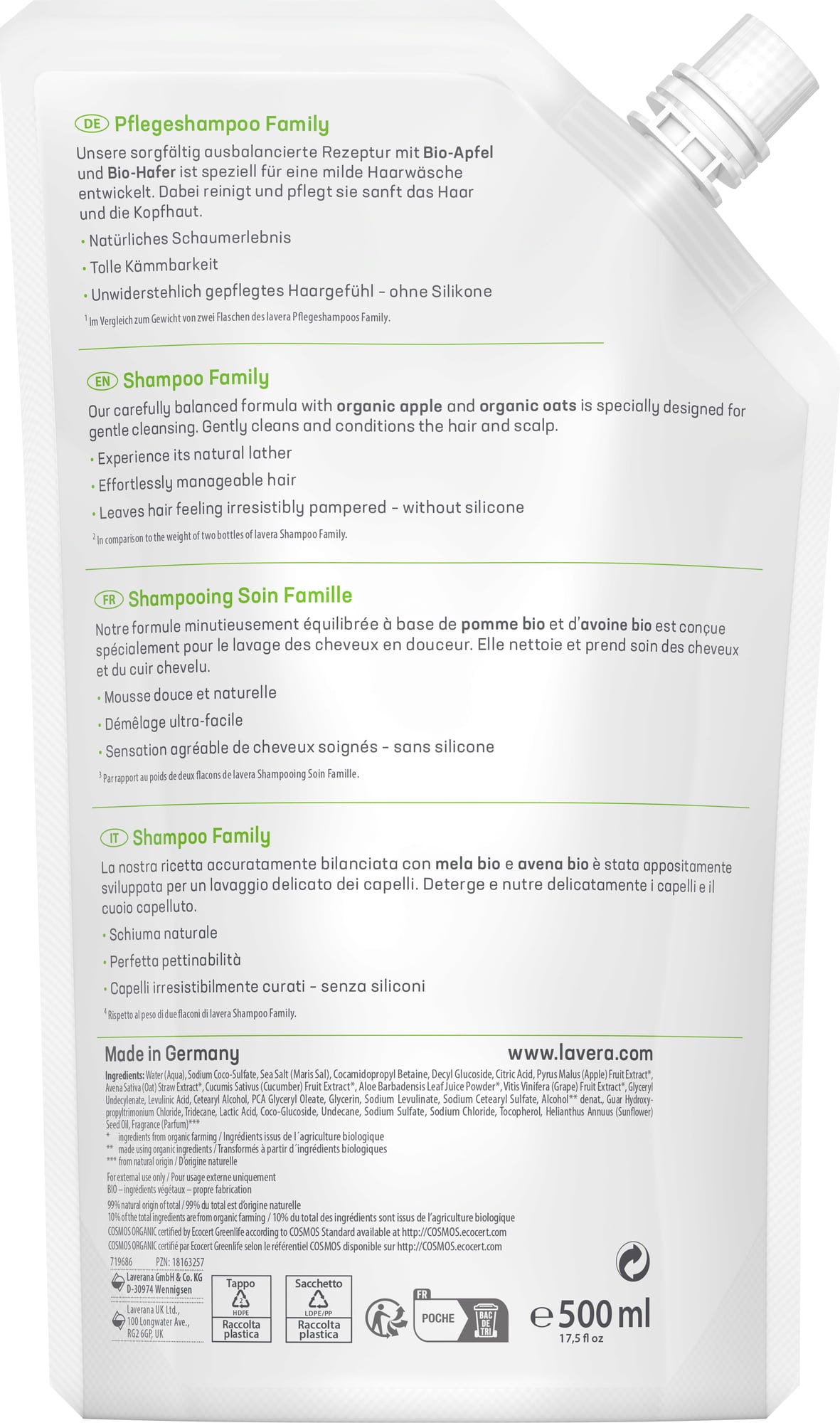 lavera  Pflegeshampoo Family, Nachfüller 500 ml