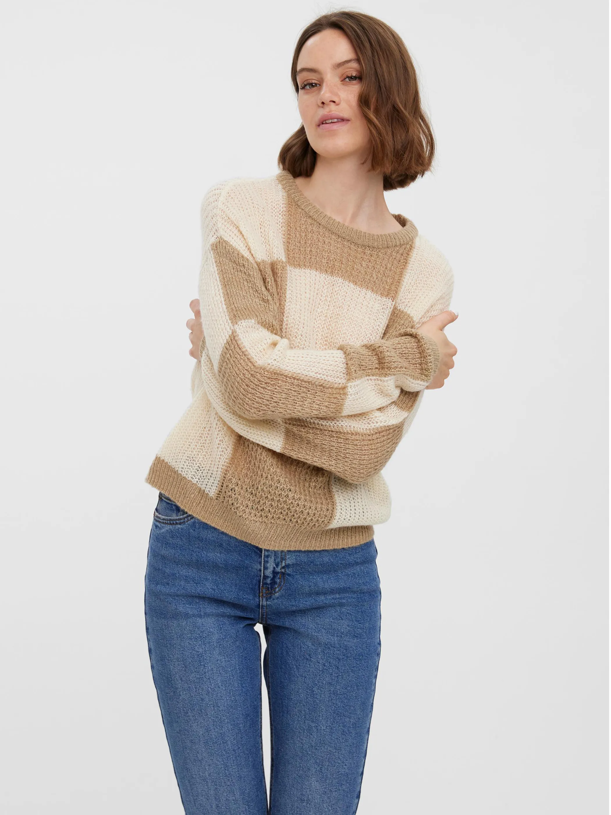 Vero Moda VMTAKA LS O-NECK CHEC Strickpullover