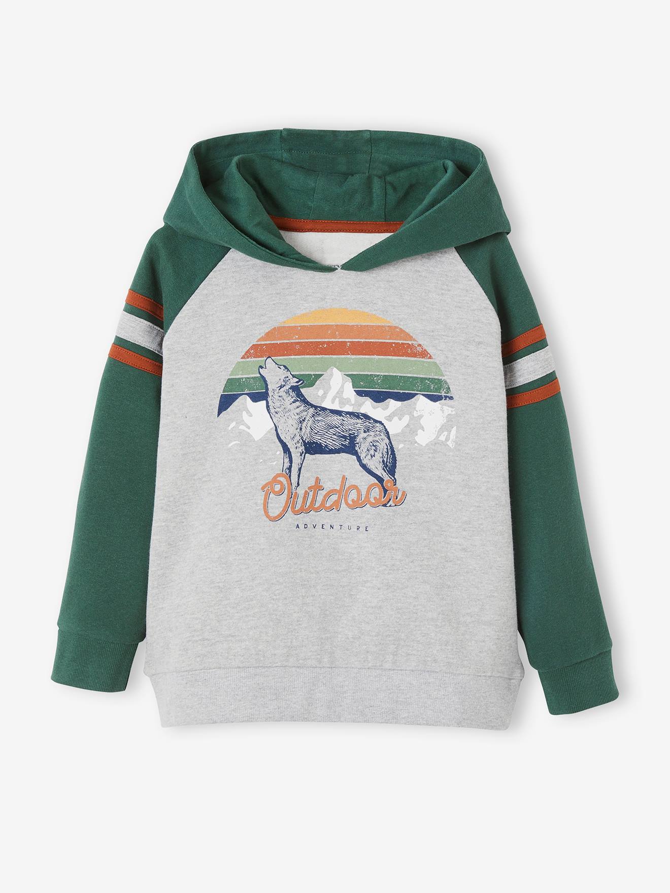 Moletom infantil masculino azul liso, tamanho médio, com estampa gráfica e mangas raglan.
