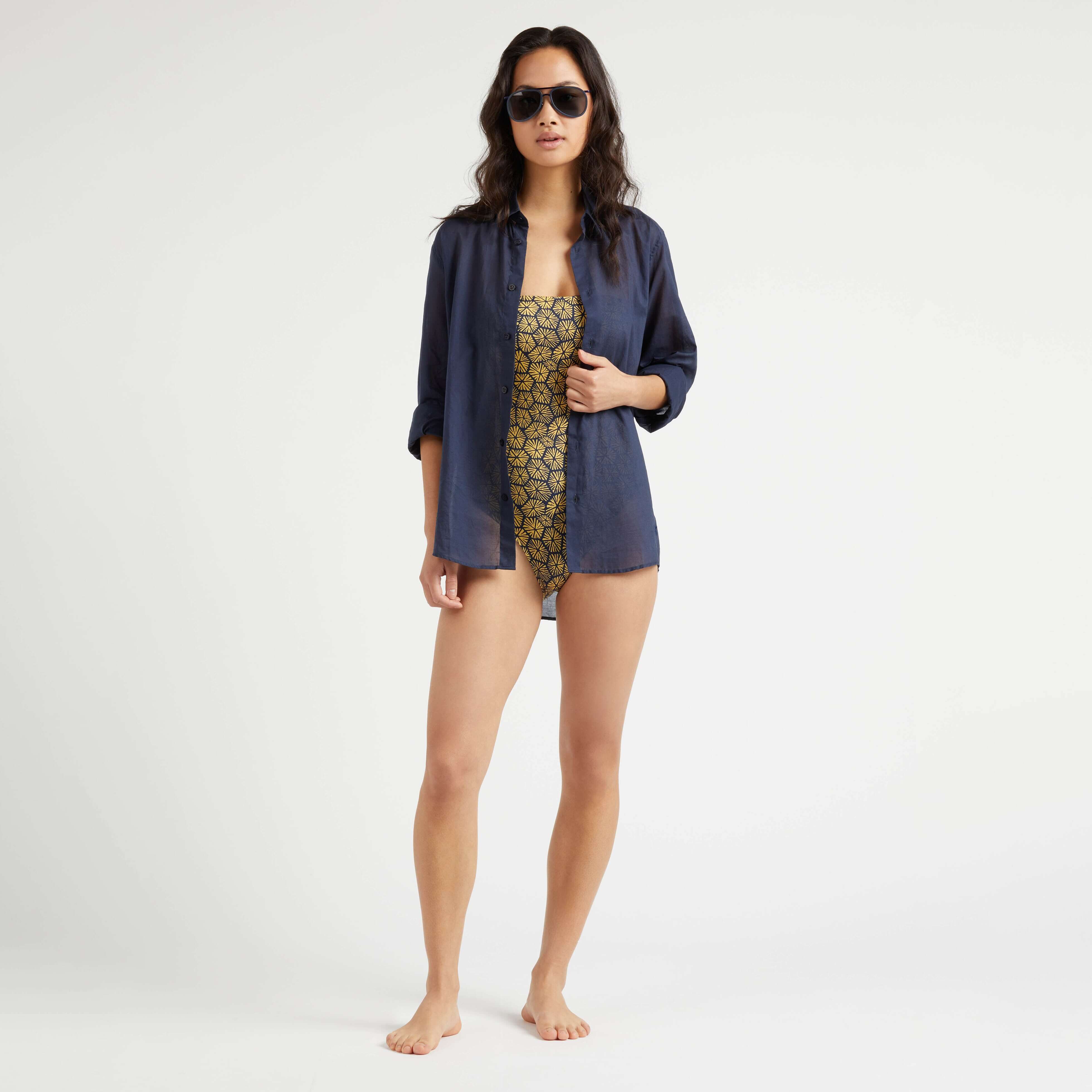 Maillot de Bain Une Pièce Bustier Femme Carapaces