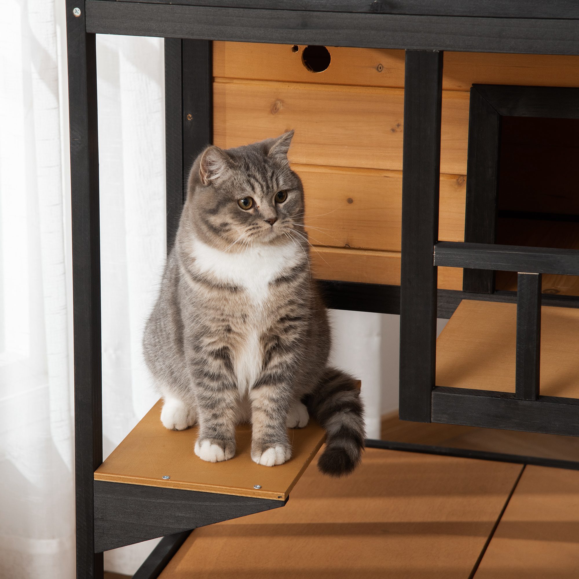 PawHut Katzenhaus 4-stöckig 78 x 76 x 140 cm (BxTxH)