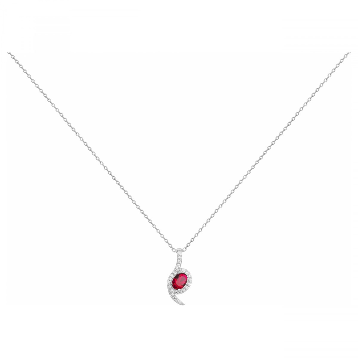 Collier mono-motif en Argent avec spinelle rouge rubis