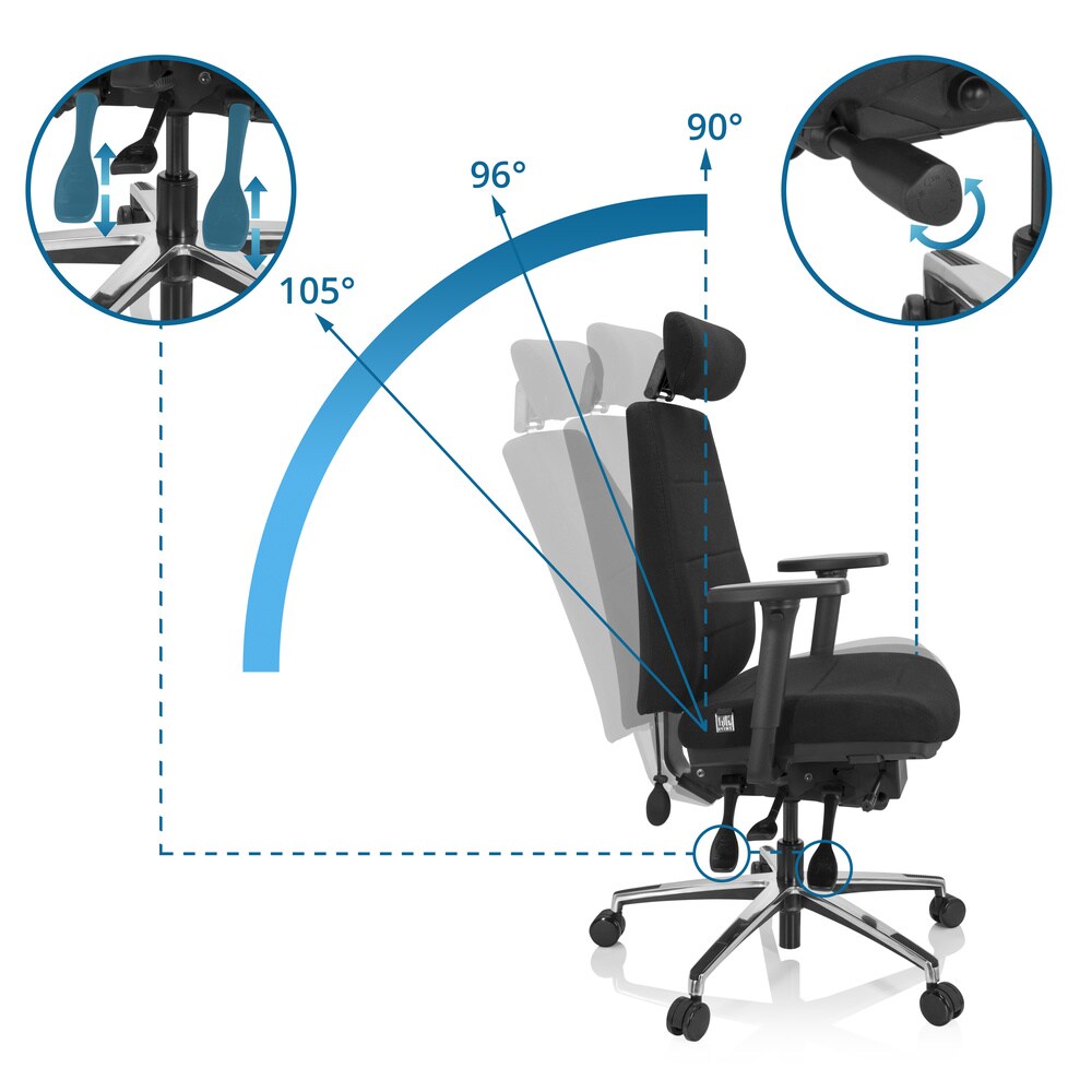 Profi Bürostuhl PHOENIX PRO I Stoff mit Armlehnen (höhenverstellbar) hjh OFFICE