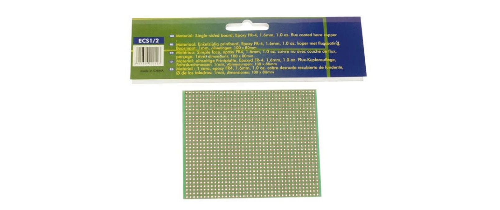Europlatine ECS1/2 100x80mm, 1 StückLötpunkte, 100 x 80 mm, FR-4, einseitig