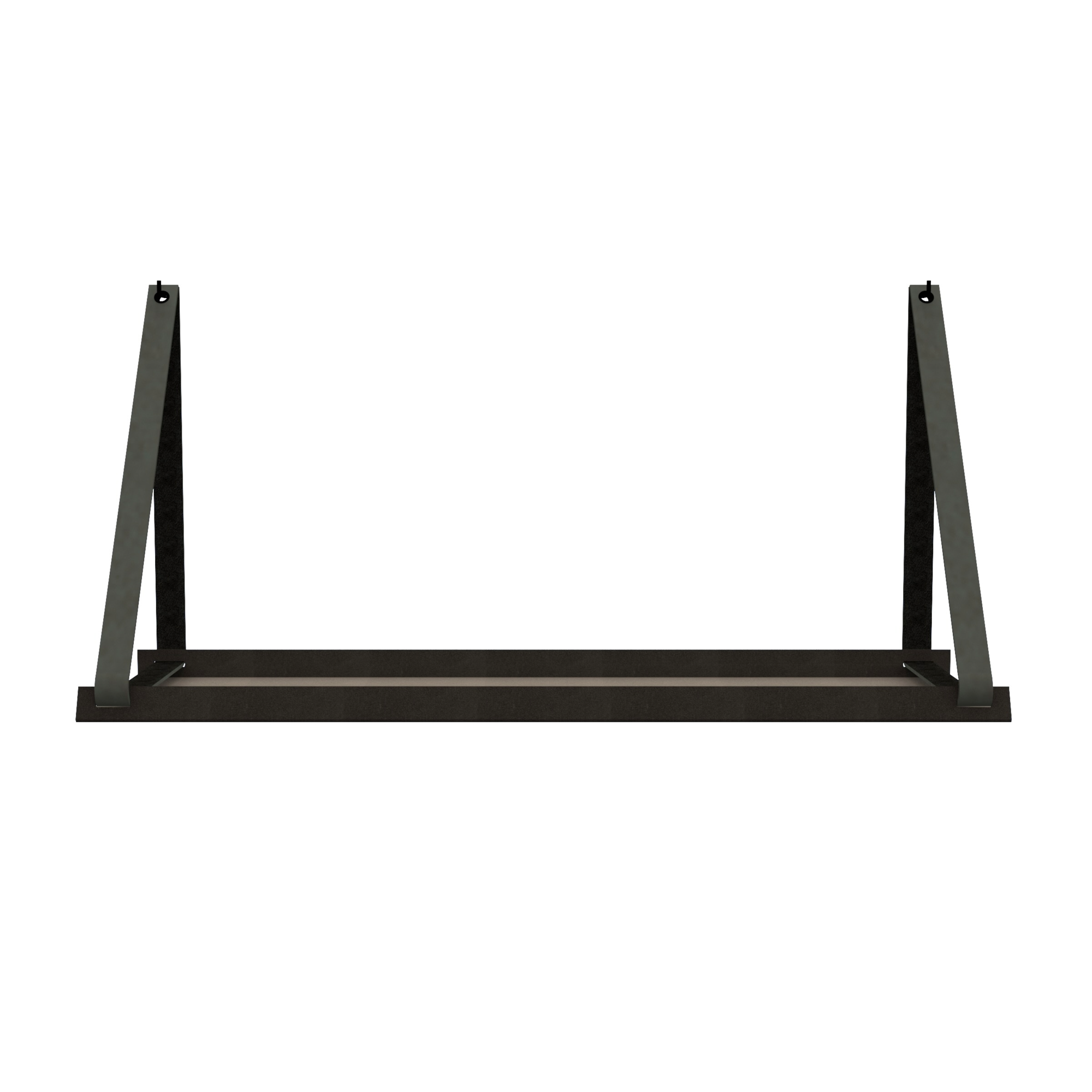 Stalen wandplank 98x20cm - incl. leren plankdragers Stalen wandplank met leren plankdragers - Donkergrijs