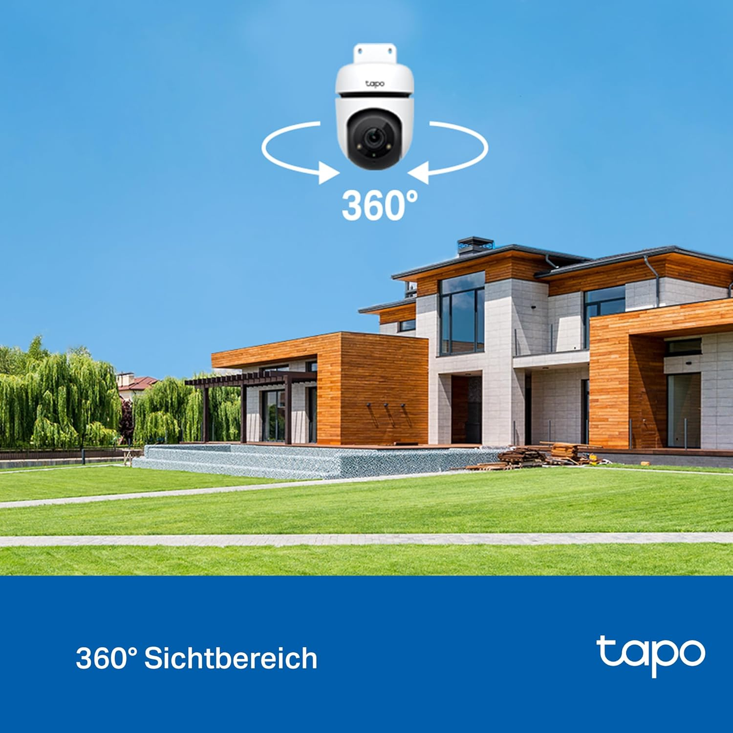 Tapo C500 Outdoor Security WiFi Kamera (1920x1080p) Nachtsichtfunktion und KI-Personenerkennung / Audio / Micro SD / (iOS/Android) - Weiss