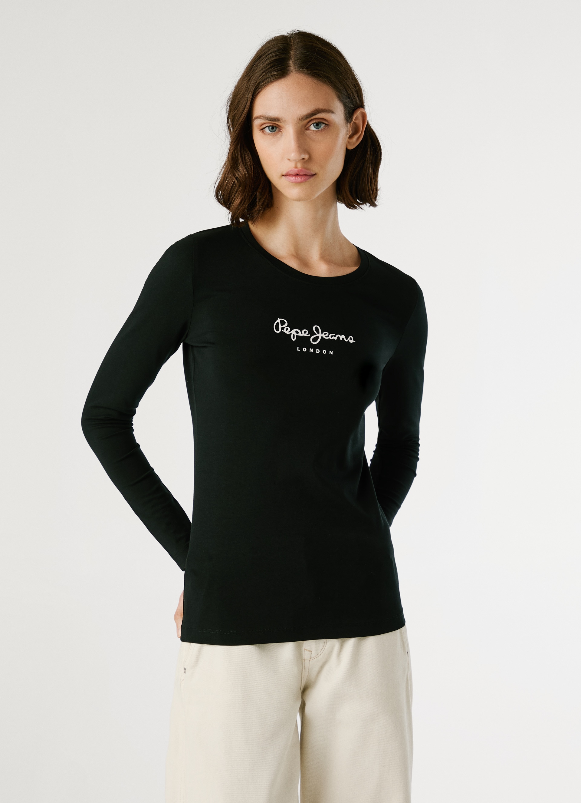 Pepe Jeans Langarmshirt »NEW VIRGINA L/S«, mit Logo-Print