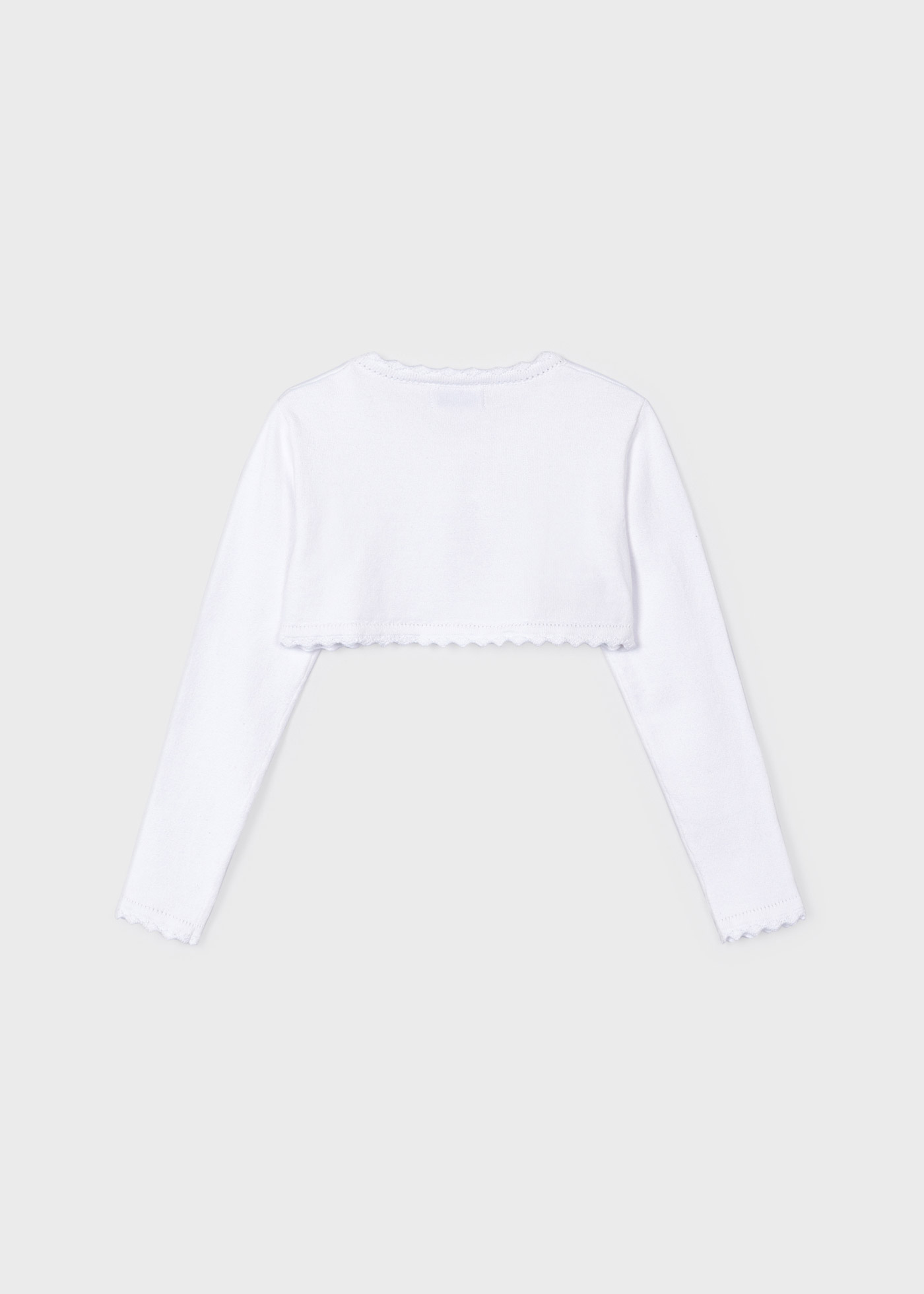 Cardigã estilo bolero em malha de algodão sustentável para meninas