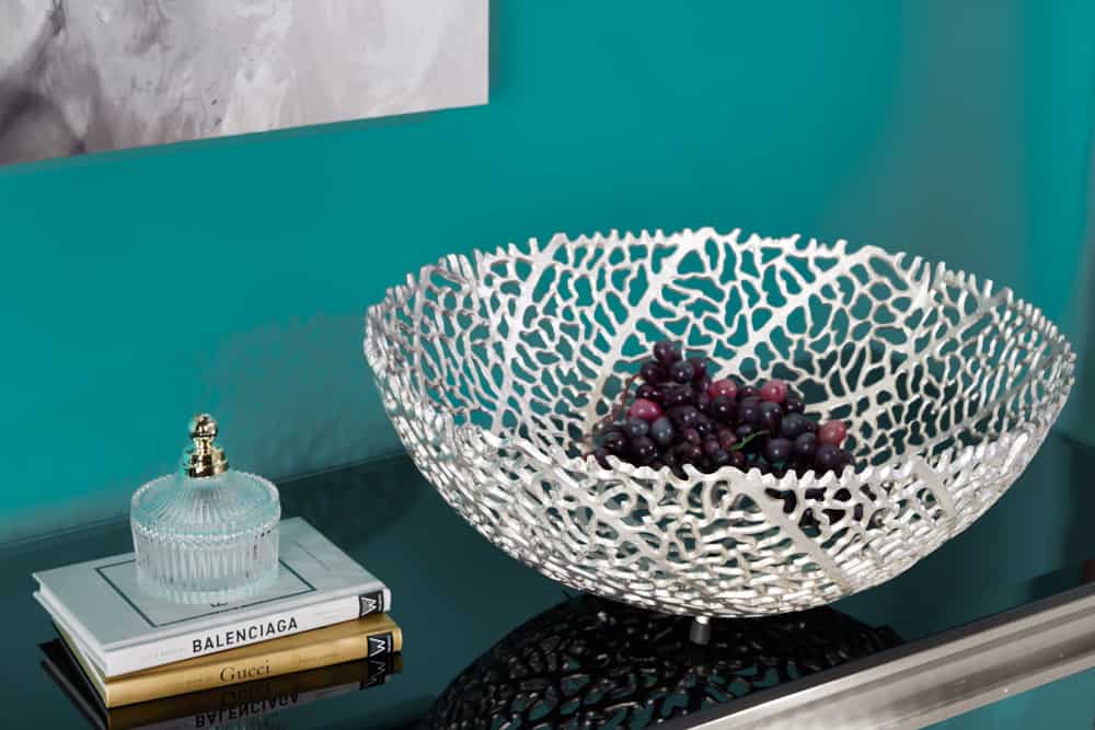 Filigrane Design Schale ABSTRACT LEAF 45cm silber Handarbeit