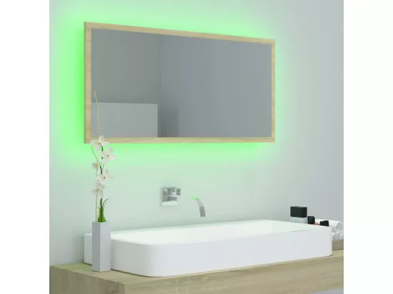 Miroir LED de salle de bain Chêne sonoma 90x8,5x37 cm Acrylique