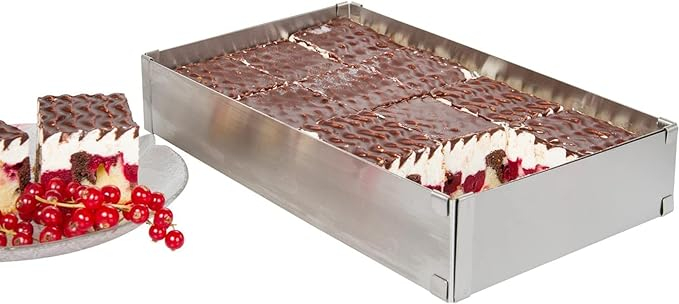 (28-53x18cm) Ausziehbare Edelstahl Kuchenform Verstellbarer Backrahmen Eckiger Tortenring - Silber