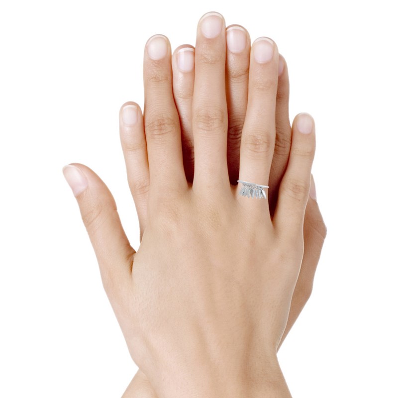 Bague Argent Rhodié Petites Feuilles
