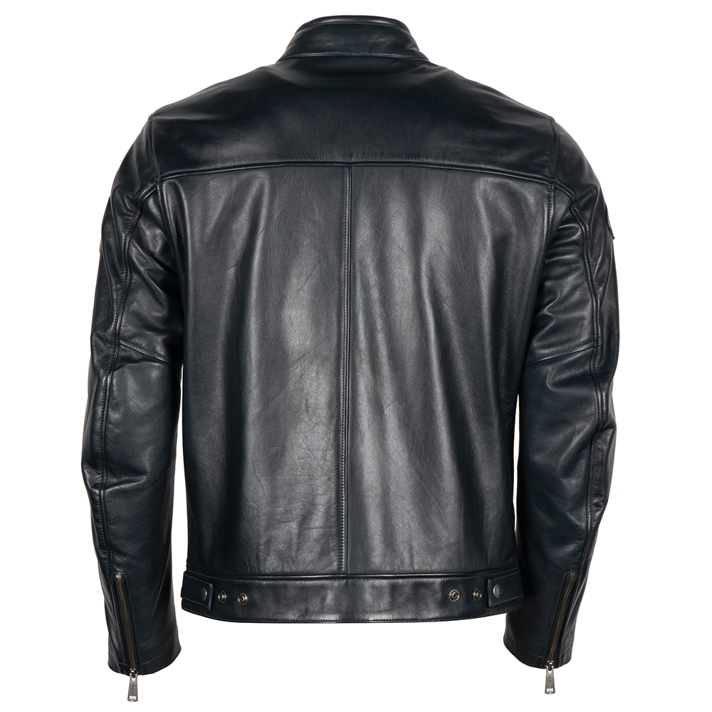 Helstons - Blouson Race Cuir Aniline Bleu