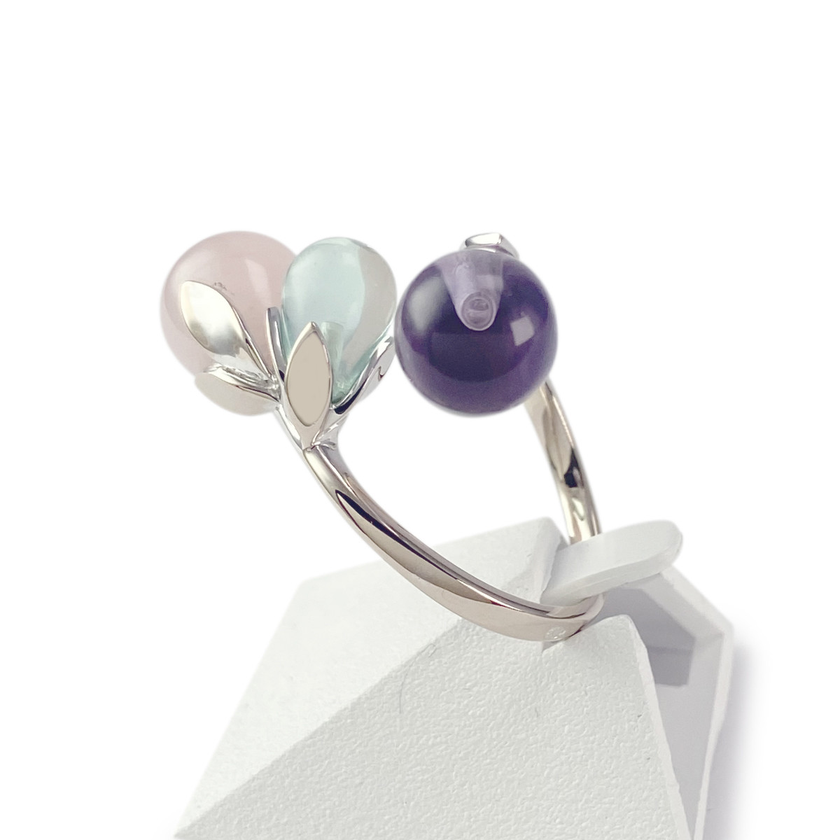 Bague d'occasion or 750 blanc améthyste quartz