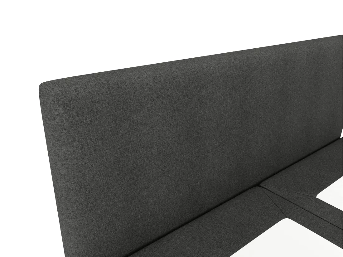 Ensemble complet boxspring tête de lit + sommier + matelas + surmatelas - 180 x 200 cm - Tissu - Anthracite - ONAN de YSMÉE