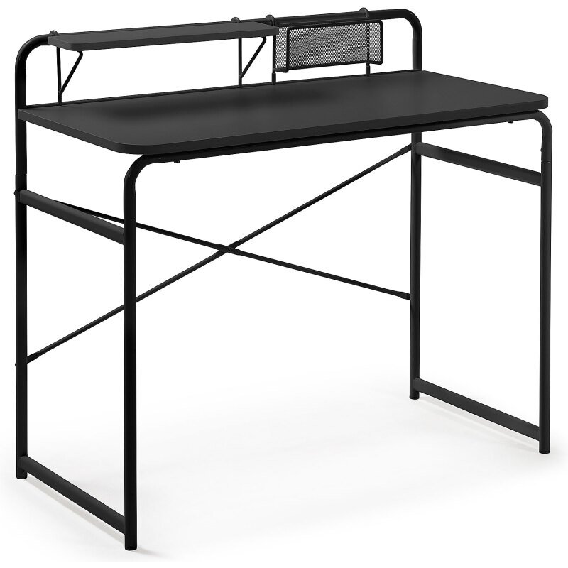 Bureau Foreman en mélamine finition noire et pieds en acier noir 98 x 46 cm