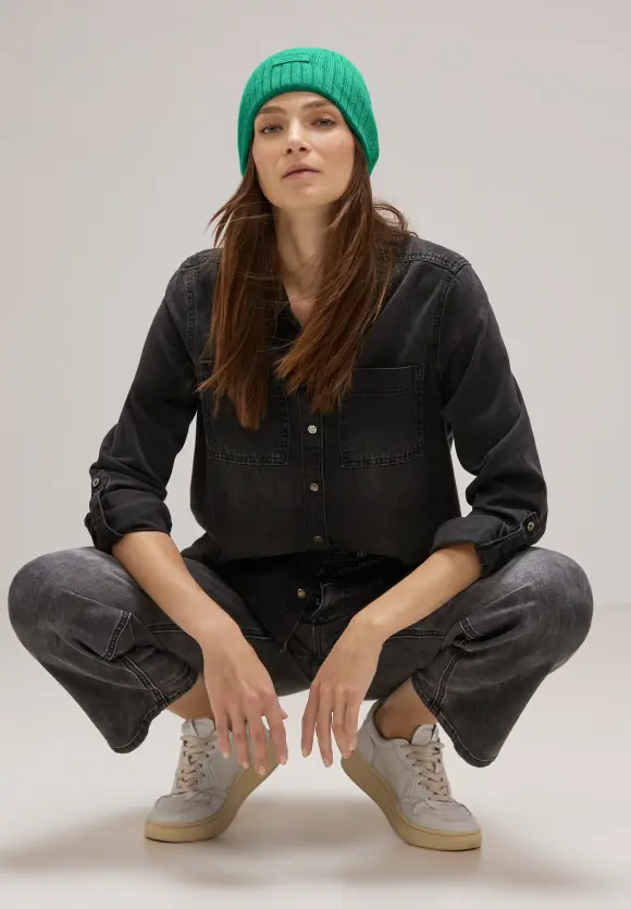 Strick Beanie - dark cameo green