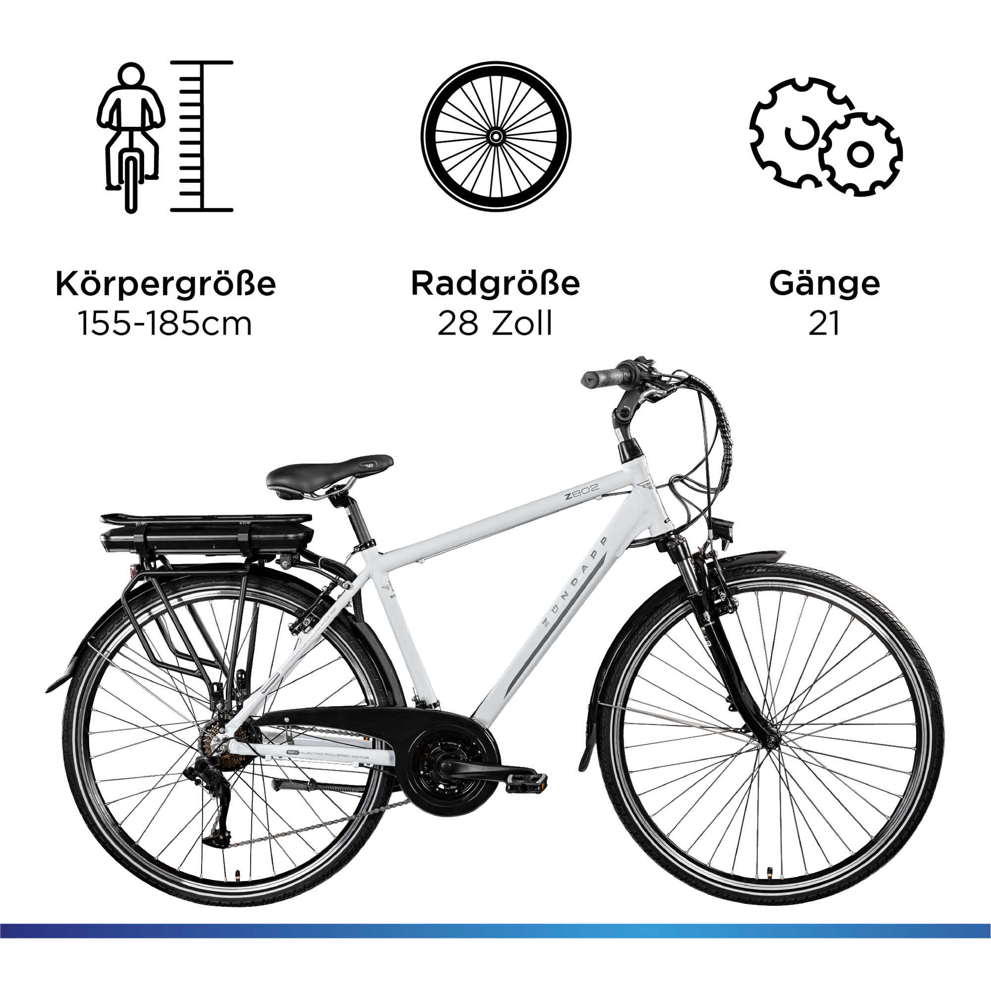 Zündapp Z802 E Bike 28 Zoll Trekkingrad Herren 155 - 185 cm Elektrofahrrad mit 21 Gang