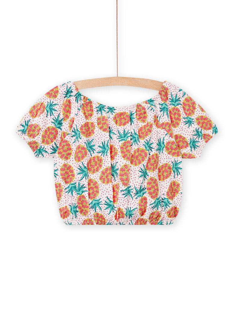 T-shirt manches courtes à imprimé ananas et pois enfant fille