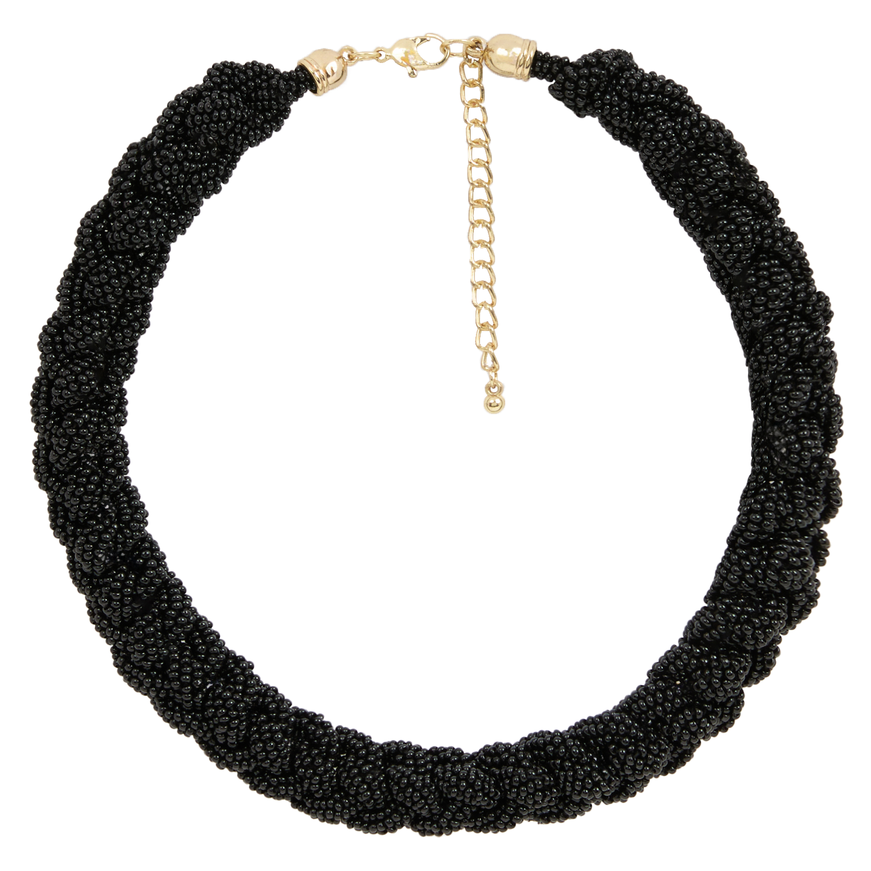 ALIYA - Collier tresse en perles de verre tissées | Noir