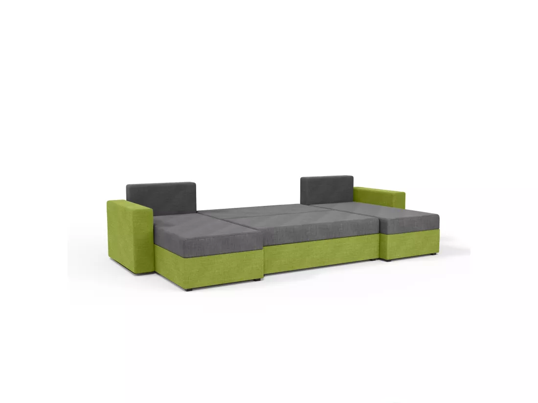 CANAPÉ PANORAMIQUE avec fonction de couchage Susanne jusqu’à 8 places, Gris clair+Vert