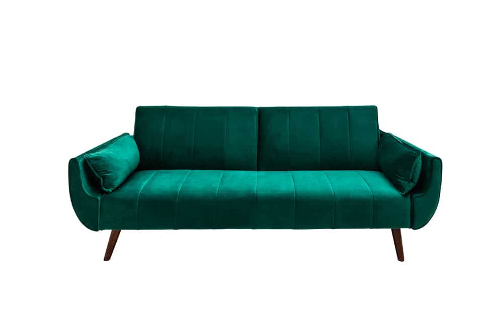 Retro Schlafsofa DIVANI 220cm smaragdgrün Samt 3-Sitzer mit Bettfunktion