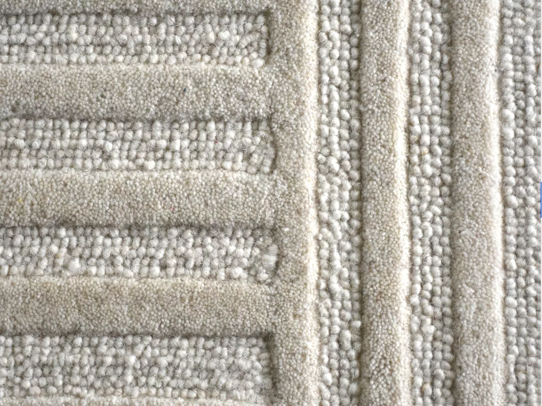 Tapis en relief 100% laine fait à la main - 200 x 290 cm - 2200g/m2 - Ivoire - ASSINIE