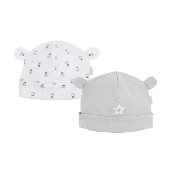 Lot de 2 bonnets   Imprimé ourson        6-9 mois   de               P'tit Bisou Petit Prix