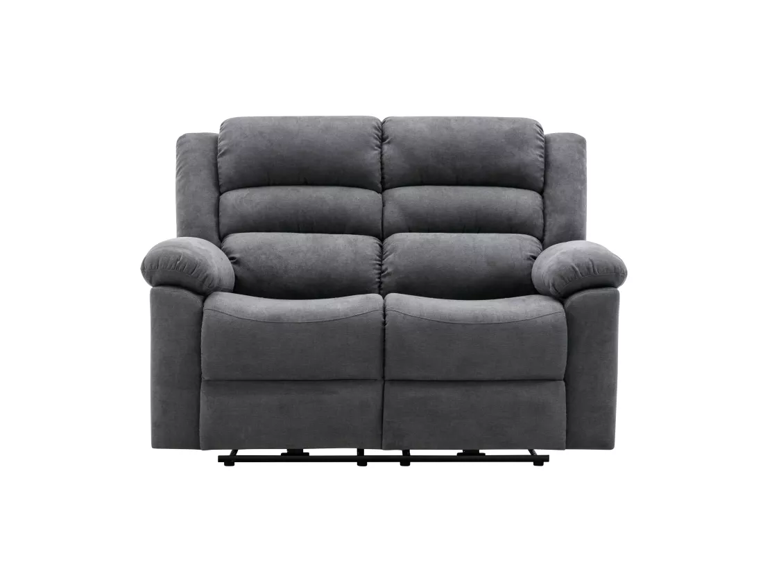 Canapé 2 places relax électrique en tissu gris BUROLO