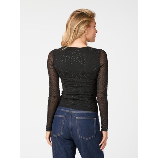 Neo Noir Basira Stone Mesh Bluse, Black, 36