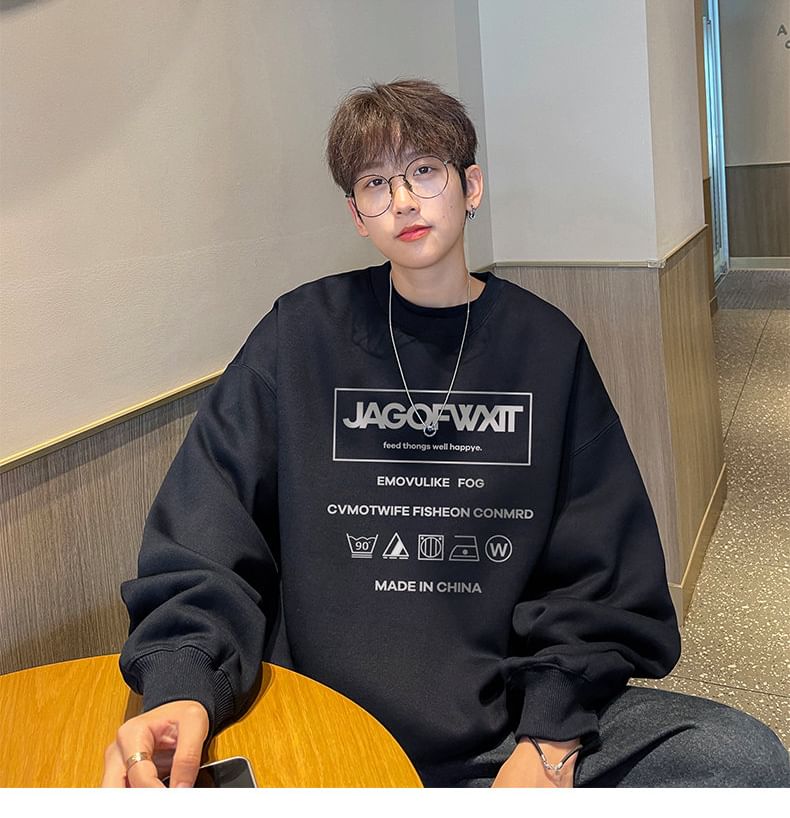 Bay Go Mall - Sweatshirt met ronde hals en letterprint