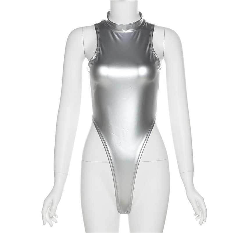 HERMITAKH - Mouwloze, metallic bodytop met nephals