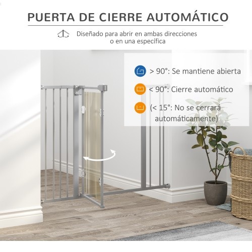 Portão de segurança extensível PawHut para escadas, cinza, para cães.