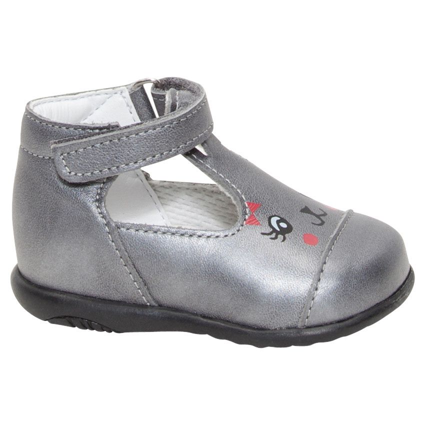 Salomés grises en cuir avec print fantaisie - Gris