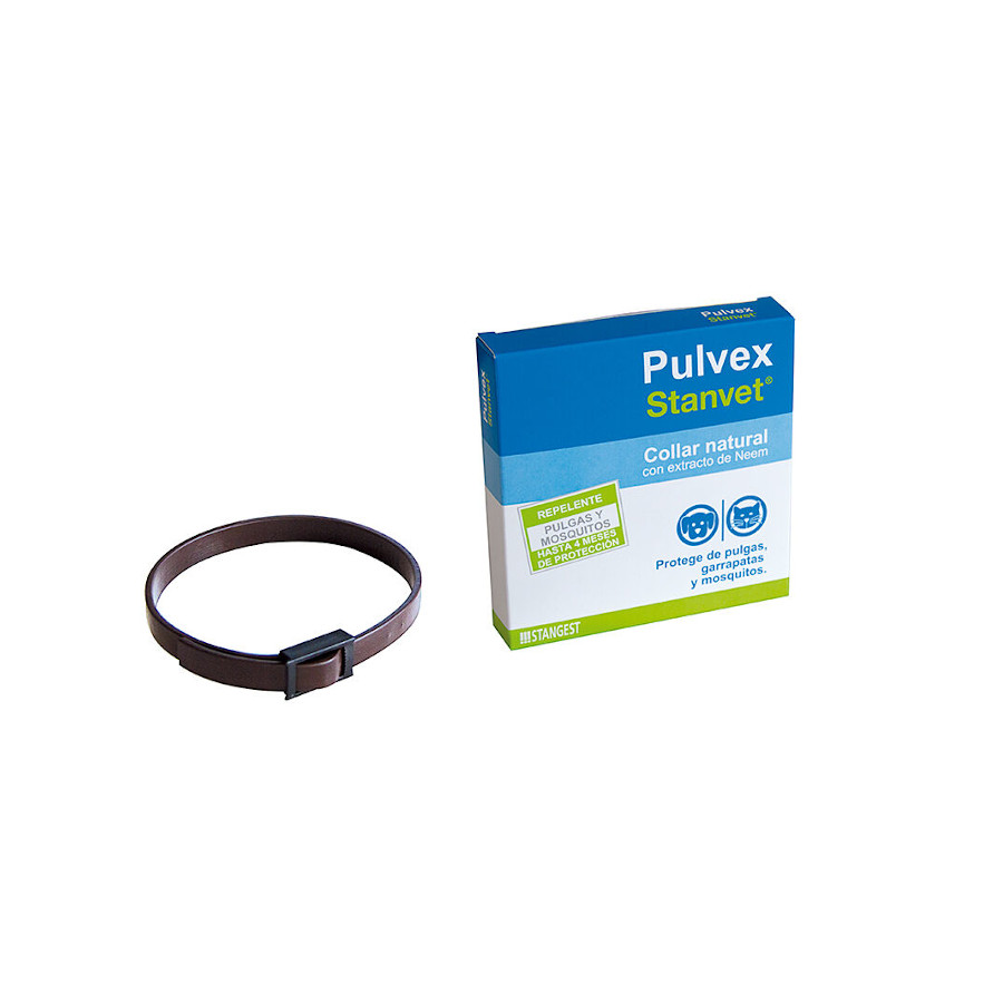 Coleira repelente natural Stangest Pulvex para cães e gatos.