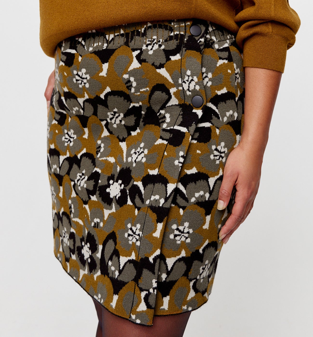 Jupe courte en maille jacquard - Imprimé bronze