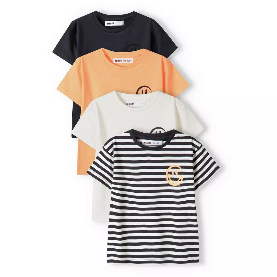 MINOTI 4er-Pack T-Shirts WeißOrangeSchwarzGrau
