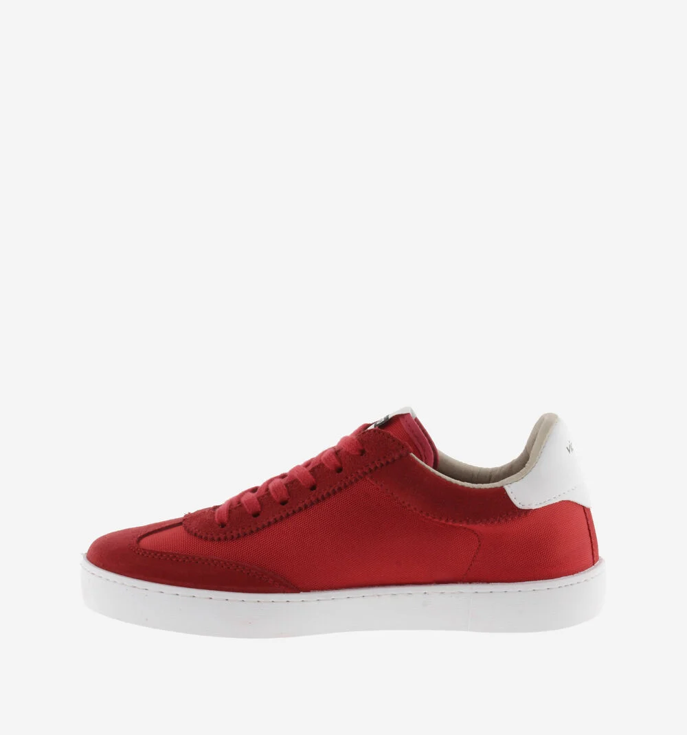 BERLÍN CUIR FENDU & NYLON Baskets monochromes unisexes ROJO
