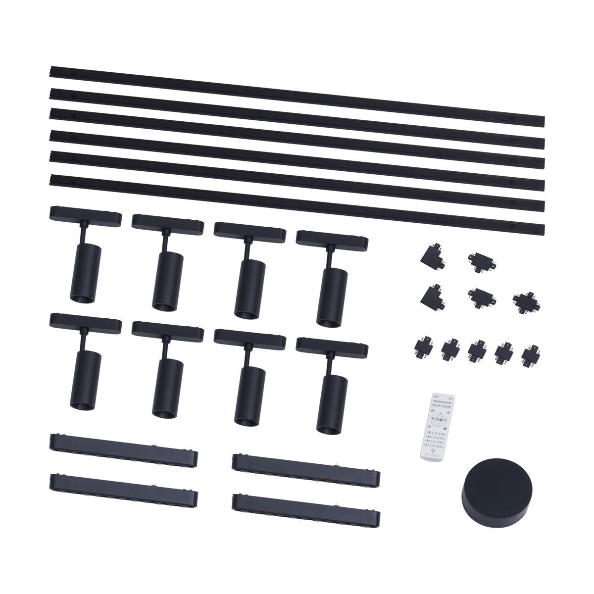 Railsysteem met 8 spots en 4 plafondlampen zwart 1-fase - Magnetic Gert Puntua