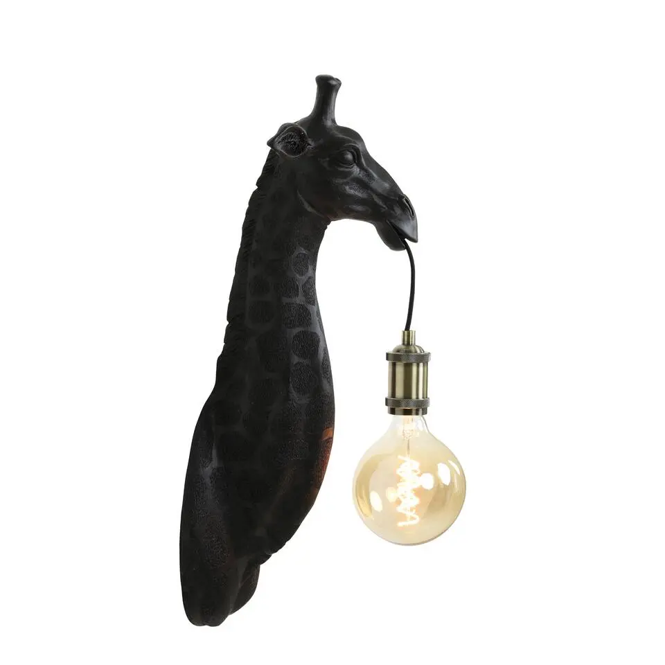 Wandlamp Giraffe - Zwart - 20.5x19x61cm