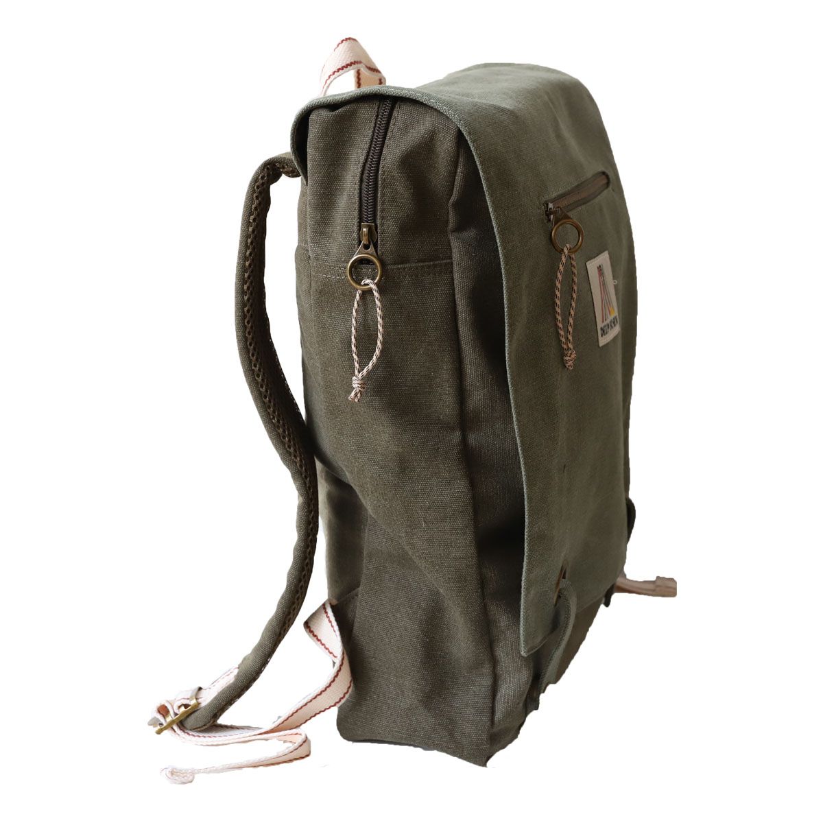Sac à dos en toile kaki .