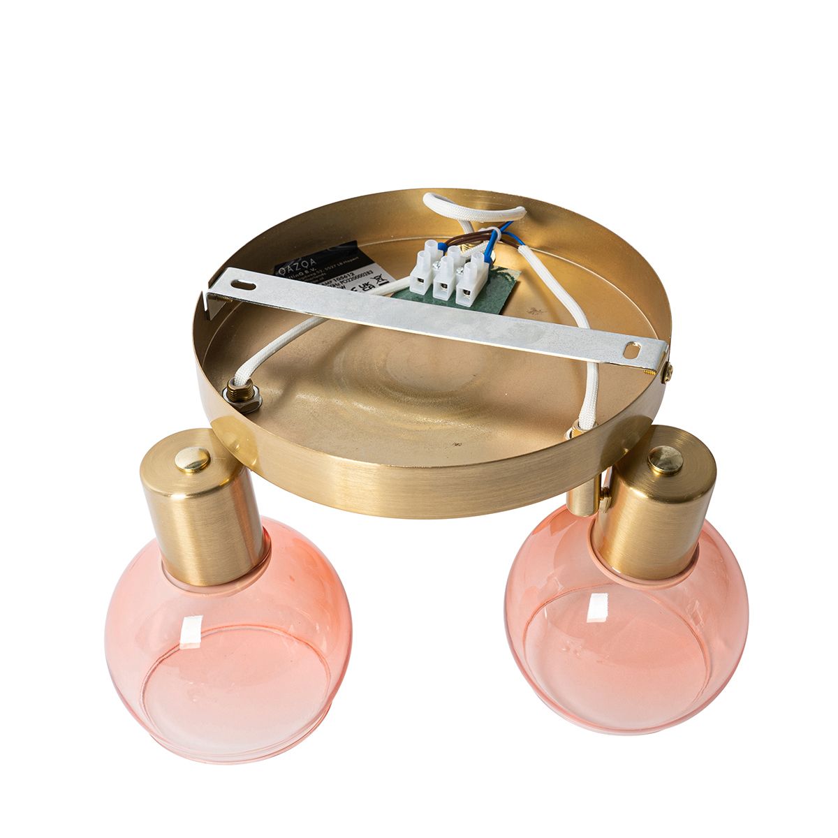 Art Deco plafondspot goud met roze glas 3-lichts - Vidro