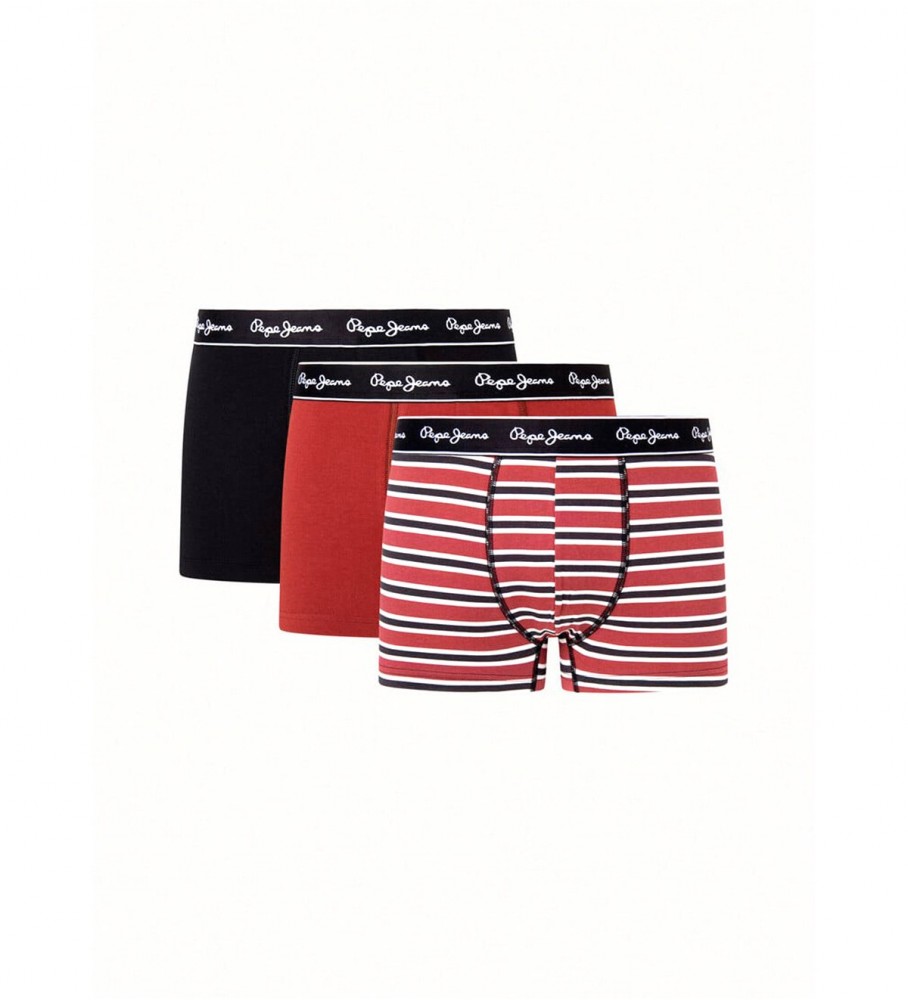 Pacote com 3 cuecas boxer vermelhas retrô da Pepe Jeans