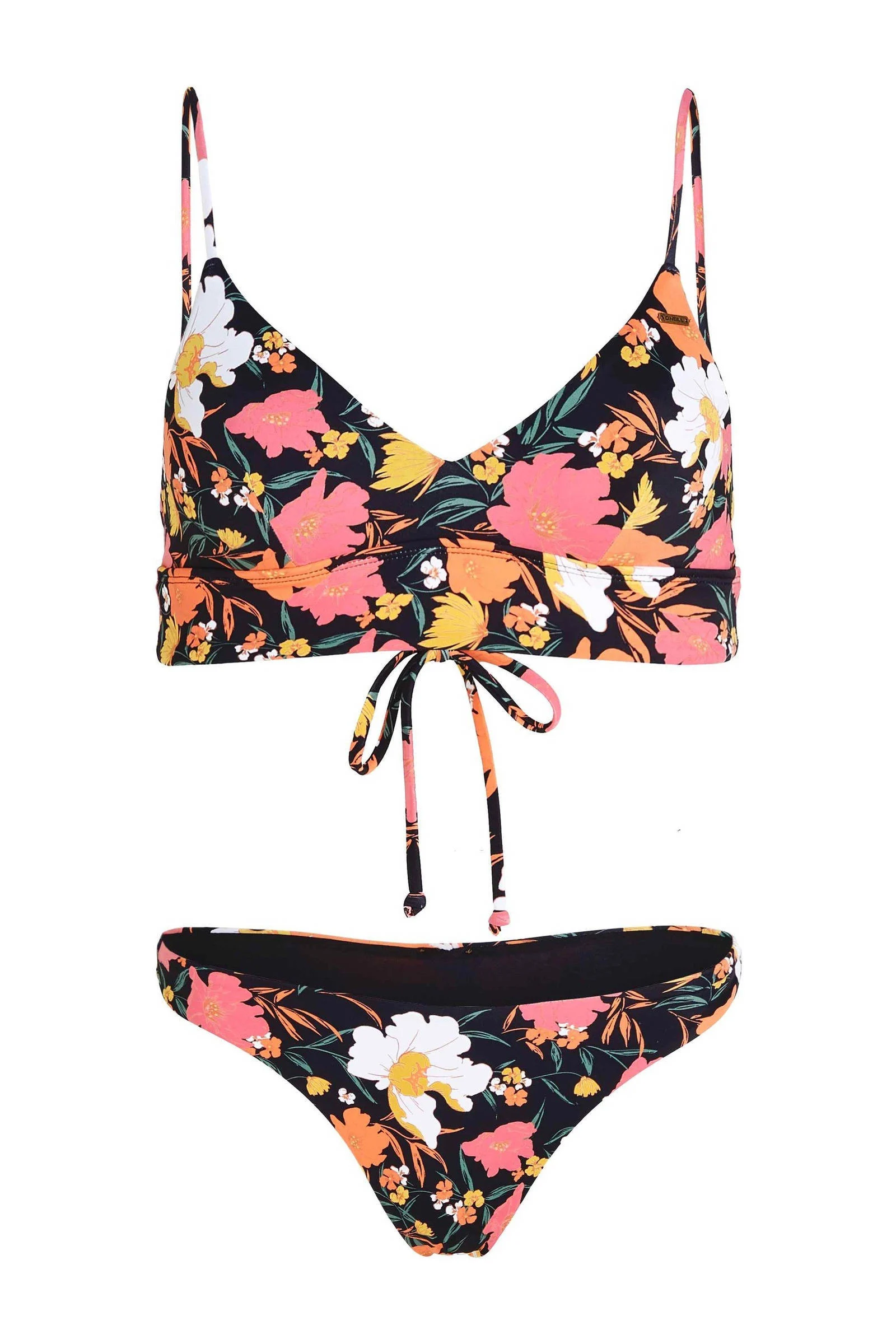 O'Neill voorgevormde triangel bikini Wave Skye zwart/oranje/roze