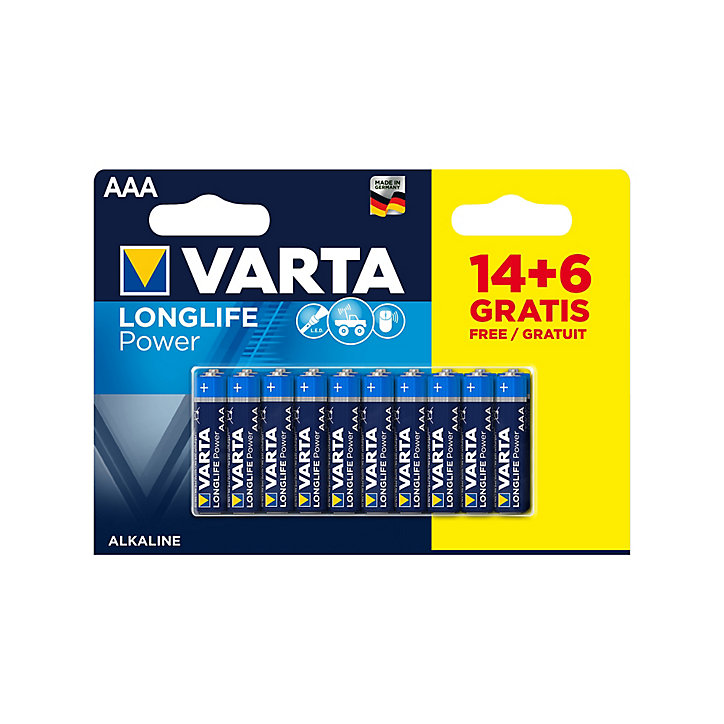 Pile alcaline AAA (LR03) Varta Long-life Power, lot de 2