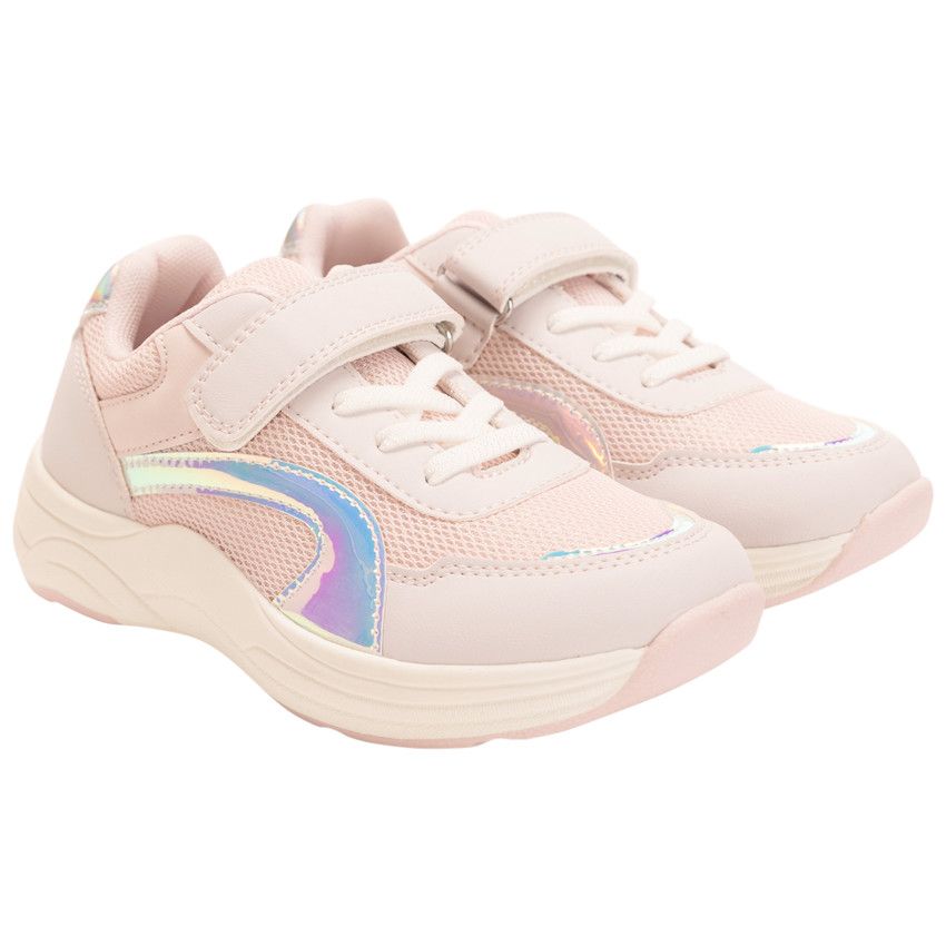 Baskets de sport iridescentes en mesh pour fille - Rose