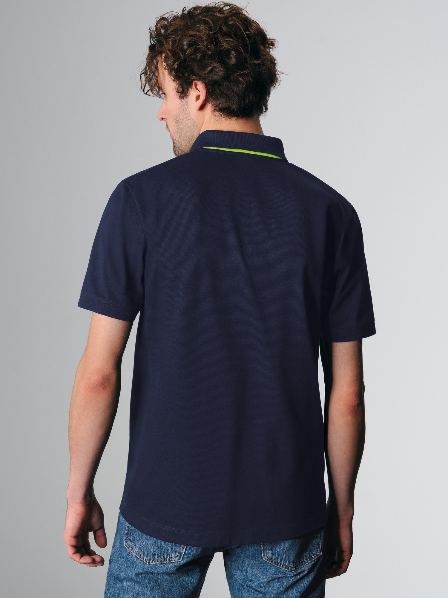Poloshirt mit Kontrastelementen Navy