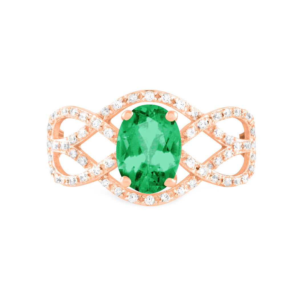 Bague Tina Or Rose Emeraude Et Diamant